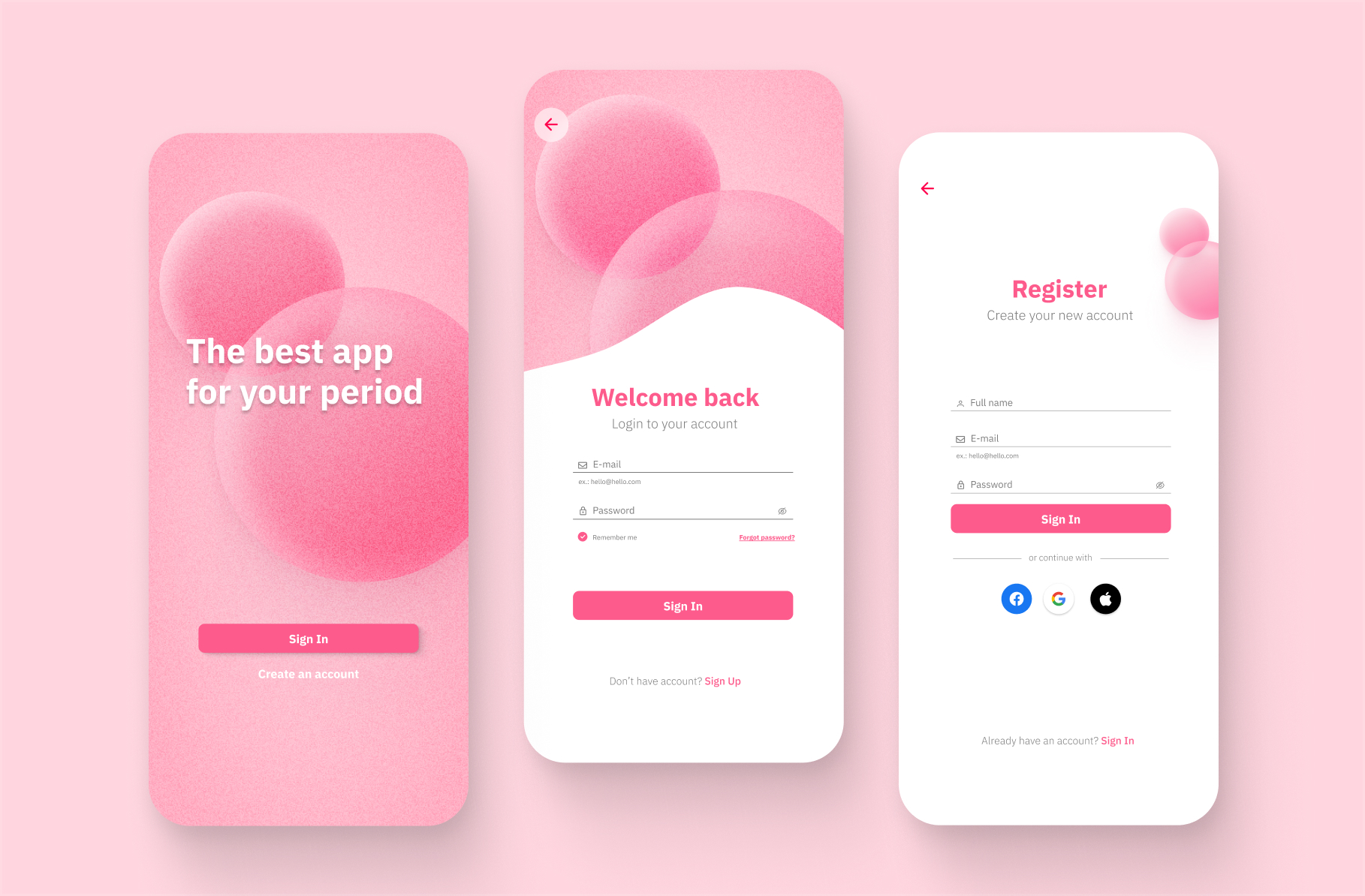 Sign up for a period app